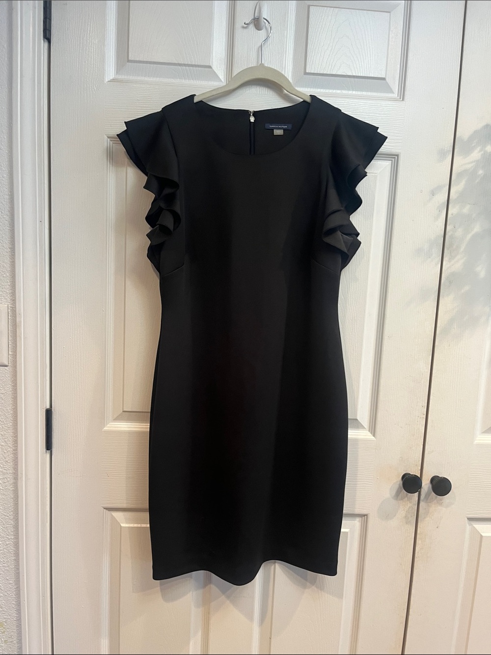 Tommy Hilfiger Black Ruffle-Trim Dress with Stretch